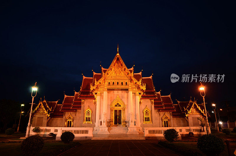 亚洲，大理石寺庙(Wat Benchamabophit)，曼谷，泰国。